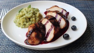 'Red, White & Blueberry Grilled Chicken - Spicy Chili-Rubbed Chicken with Sweet Sour Blueberry Sauce'