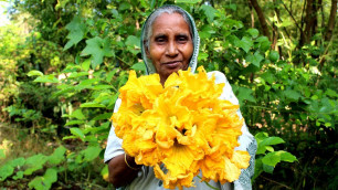 'Primitive way frying Pumpkin flower by our Grandmother | Healthy & Natural Village Food'