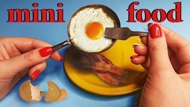 'Miniature cooking. Diy mini frying pan. Mini food'