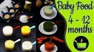 '11 Baby Food Recipes For 4 -12 Months | Homemade Cerelac | Veg Puree  | Fruit Puree For Babies'