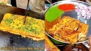 'Amazing EGGLESS VEG.OMELETTE | Street Food Mumbai | Cheese chilli Pudla'