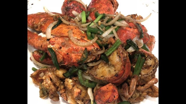 'khmer food :House Special Lobsters បង្កងឆាស្ងួត'