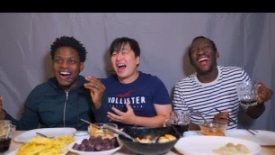 'Korean Street Food Mukbang with Nigerian Friends (Tteokbokki, Dumplings, Sundae, Fried Vegetables)'