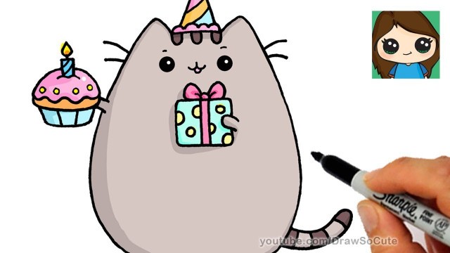 'How to Draw Happy Birthday Pusheen Cat'