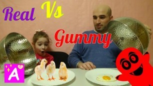 'real food vs gymmy challenge kids react Обычная Еда против Мармелада real vs gummy'