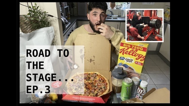 'BODYBUILDER FULL DAY OF EATING 10 WEEKS OUT! PIZZA ON PREP??? Road to the Stage Ep.3'