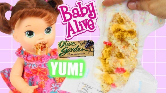 'BABY ALIVE Eats Italian Food! Olive Garden Spaghetti, Lasagna & More!'