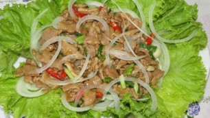 'Easy Cooking And Recipe - Stir fry Pork And Salad Recipe - Khmer Cooking Style,'