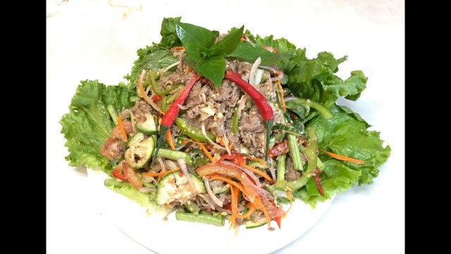 'Khmer food.Beef salads.Plea Sach Ko.recipeវិធីធ្វើញំភ្លាសាច់គោម្ហូបឆ្ងាញ់ពីសេសររបៀបហាន់សាច់ឲ្បបានល្អ'