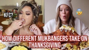 'how mukbangers eat THANKSGIVING food'