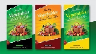 'Create a Healthy Vegetable Flyer Banner Design in Coreldraw Tutorial - Food Poster Design'