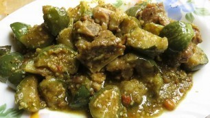 'Stir Fry Eggplants With Pork, Khmer Food Cooking - Cambodia Cuisine'