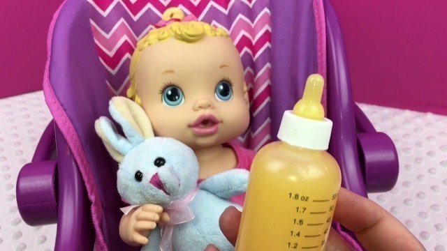 'Feeding my Baby Alive Sip N Slurp Doll Drinks Orange Doll Juice in New Pet Bottle'