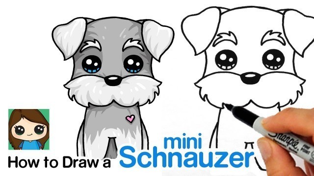 'How to Draw a Miniature Schnauzer Puppy Easy | Cartoon Dog'