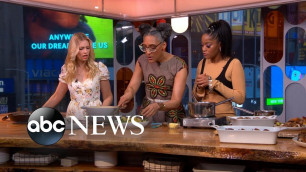 'Carla Hall Cooks Soul Food With Keke Palmer And Beth Behrs'