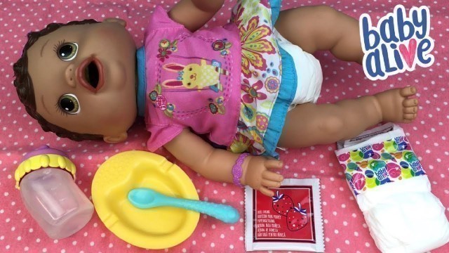 'Feeding Baby Alive Changing Time Baby Doll Olivia Strawberry Doll Food'