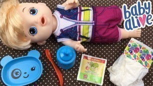 'Feeding Baby Alive Boy Sweet Spoonfuls Baby Doll Green Veggies Doll Food'