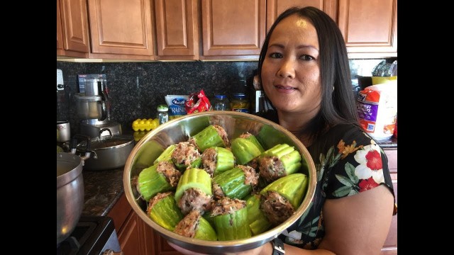 'STUFF BITTER GOURD-ស្ងោម្រះជាមួយសាច់ជ្រូក-CAMBODIAN FOOD-ASIAN FOOD-VILLAGE FOOD (KHMER VERSION)'