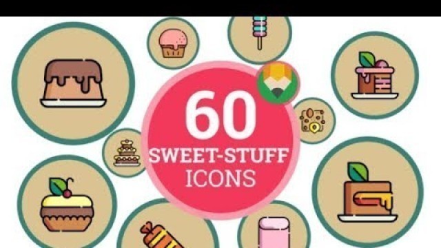 'Sweets Confection Tucker Food Sweet-Stuff Icon Set - Flat Animated Icons | After Effects template'