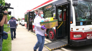 'TTC Stuff the Bus food drive for the Daily Bread Food Bank'