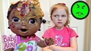 'BABY ALIVE makes a MESS! FUN and FAILS! The Lilly and Mommy Show. The TOYTASTIC Sisters. FUNNY SKIT'