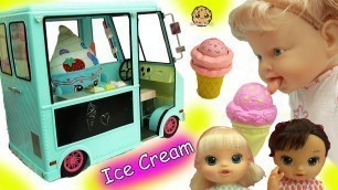 'Babysitting 3 Magical Scoops Baby Alive Babies Eat From Doll Ice Cream Truck'