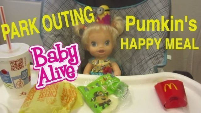 'Baby Alive plays at the Park & Eats McDonalds Happy Meal!  Part 1 of 2'