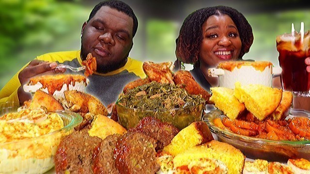 'MASSIVE MOST POPULAR SOUL FOOD MUKBANG!!!! FRIED CHICKEN, MAC N CHEESE, CANDIED YAMS, POTATO SALAD'