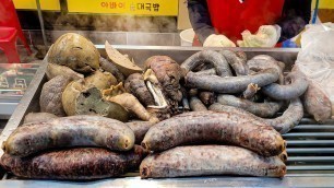 'Korean Sundae, Pork intestine, Pork Feet [Korean Street food]'