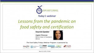 'Lessons from the pandemic on food safety and certification'