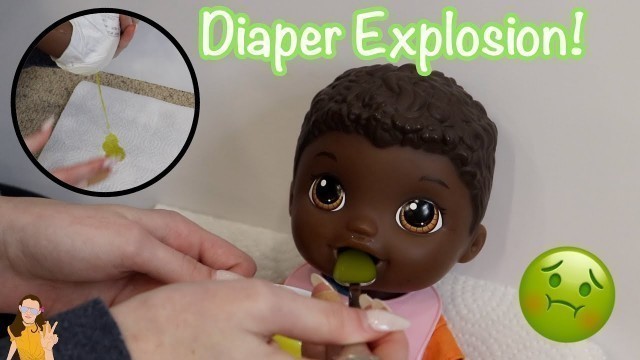 'Baby Alive Nate Eats Green Veggies Food! Exploding Diaper! | Kelli Maple'