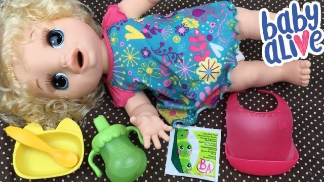 'Feeding New Baby Alive Happy Hungry Baby Vintage Peas Doll Food'