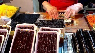 'Spicy rice cake, Blood sausage, Gimbap (Tteokbokki, Sundae, Kimbab) - Korean Street market food'